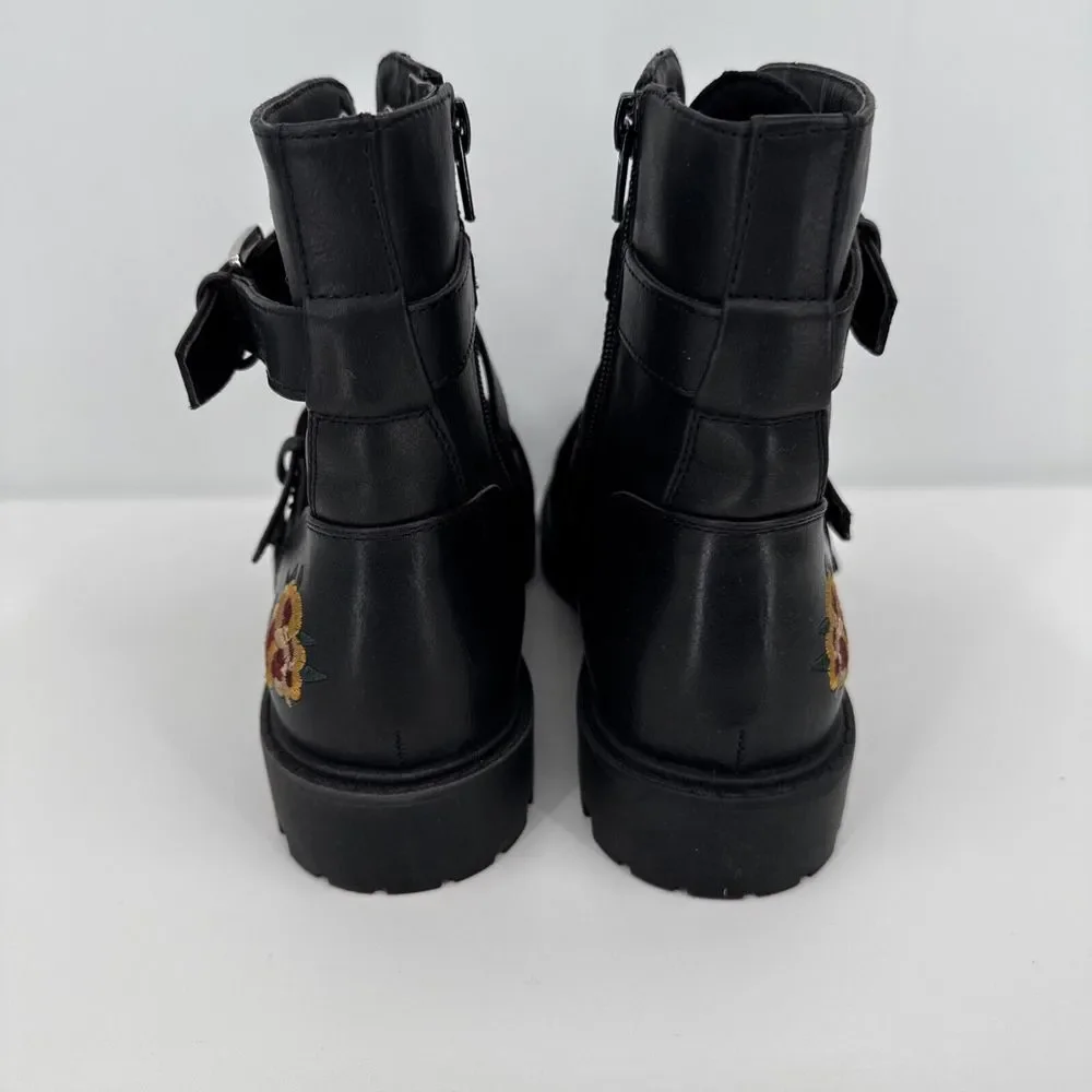 G By Guess Womens Ankle Booties Embroidered ‎ W Flowers Black Buckle  Size 8M - Picture 5 of 9